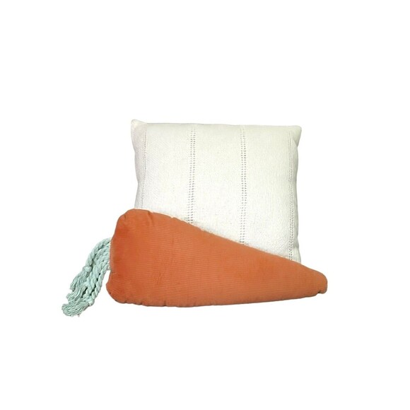 HEB Destination Holiday Corduroy Carrot Throw Pillow NEW - Picture 2 of 6